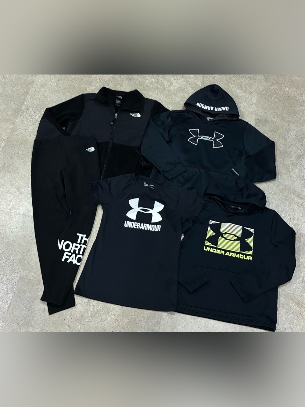 Girls NORTH FACE/UNDER ARMOUR Sweatshirts..Jacket & Leggings Lot, sz Large